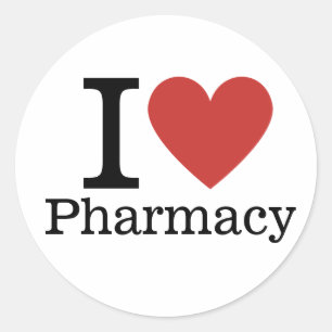Sticker Rond I ❤️ Love Pharmacy for Students/Faculty CUSTOM