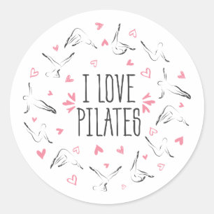 Sticker Rond I LOVE PILATES Pilates Poses en forme de cercle