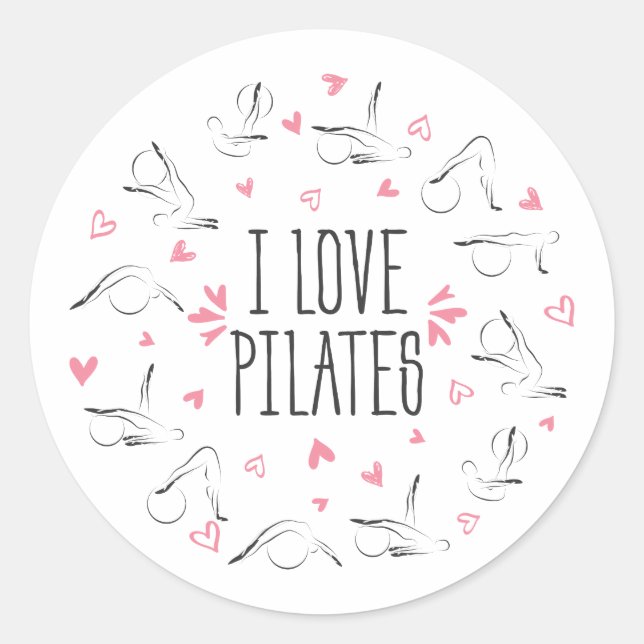 Sticker Rond I LOVE PILATES Pilates Poses en forme de cercle (Devant)