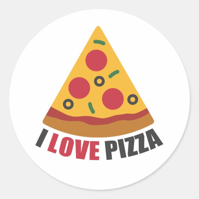 STICKER ROND I LOVE PIZZA (Devant)