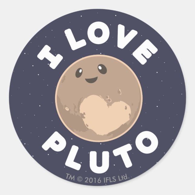 Sticker Rond I Love pluton (Devant)