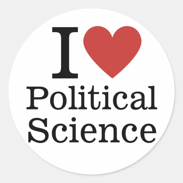 Sticker Rond I ❤️ Love Political Science for Students/Faculty (Devant)