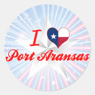 Sticker Rond I Love Port Aransas, Texas