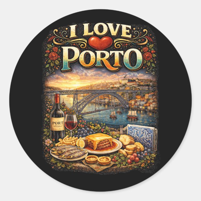 Sticker Rond I Love Porto (Devant)