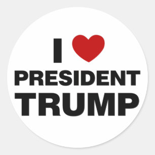 Sticker Rond I Love Président Trump Heart
