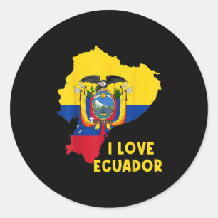 Sticker Rond I Love Quito Hello Ecuador Carte Drapeau Fière Ecu
