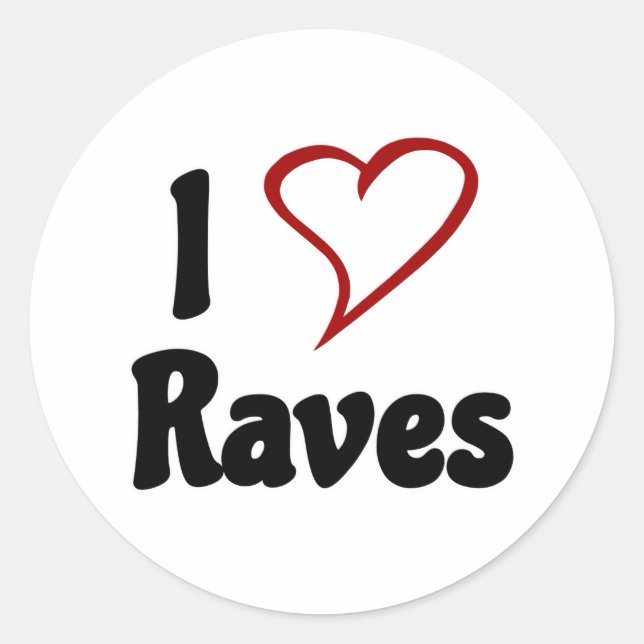 Sticker Rond I Love Raves (Devant)