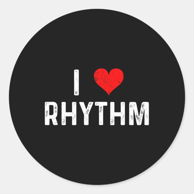 Sticker Rond I Love Rhythm - Coeur - Distressed - Danseur (Devant)