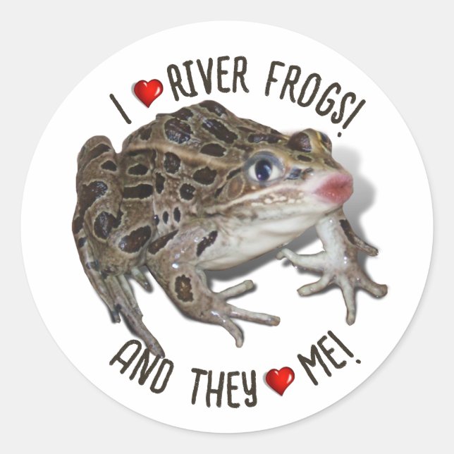 Sticker Rond I Love River Frogs (Devant)