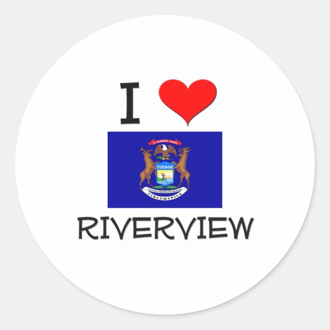 Sticker Rond I Love Riverview Michigan (Devant)