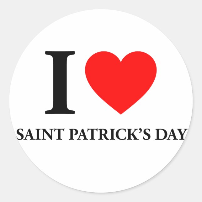 Sticker Rond I Love Saint Patrick's Day (Devant)