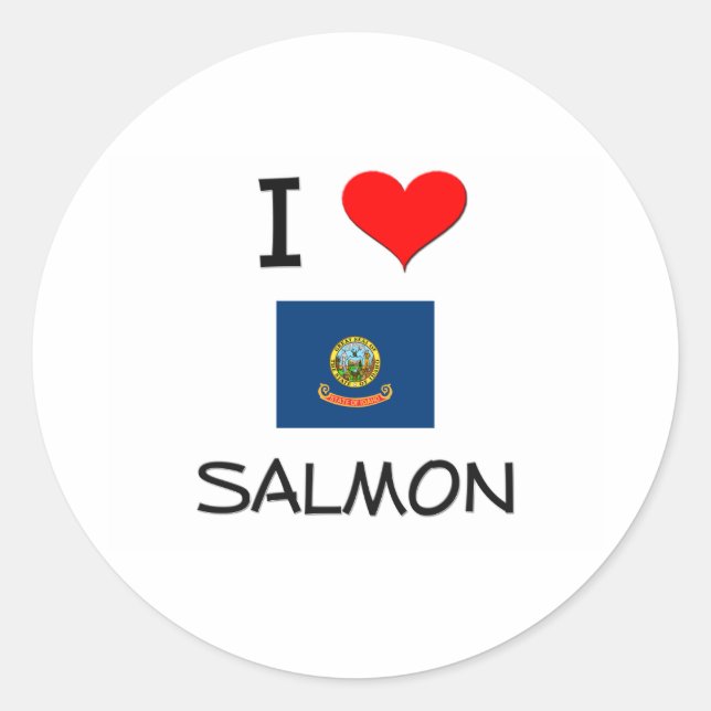 Sticker Rond I Love SAUMON Idaho (Devant)