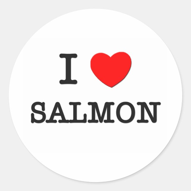 Sticker Rond I Love SAUMON ( nourriture ) (Devant)
