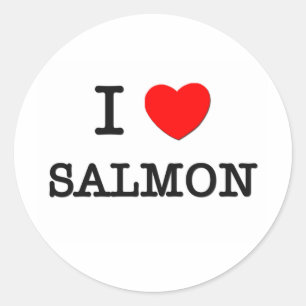 Sticker Rond I Love SAUMON ( nourriture )