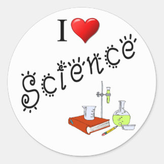 Sticker Rond I Love Science Heart Lab