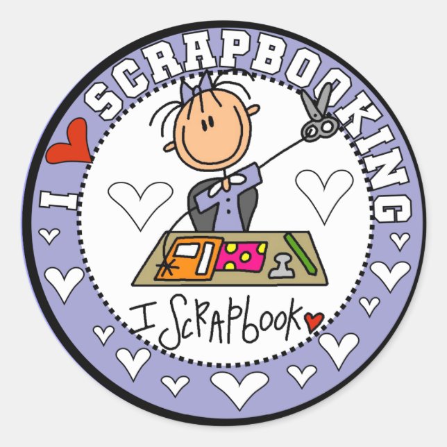 Sticker Rond I Love Scrapbooking Tshirts et cadeaux (Devant)