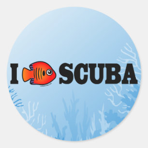 Sticker Rond I Love scuba