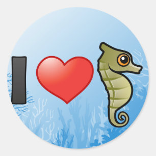 Sticker Rond I Love Seahorses
