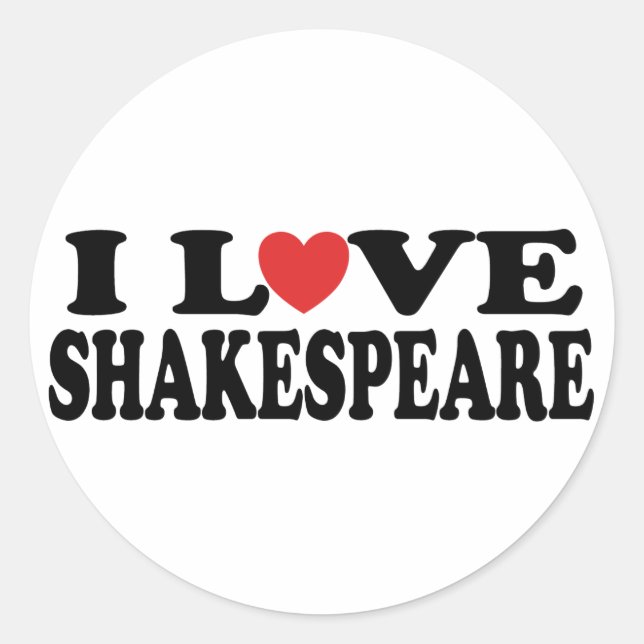 Sticker Rond I Love Shakespeare Cadeau (Devant)