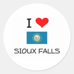 Sticker Rond I Love Sioux Falls Dakota du Sud
