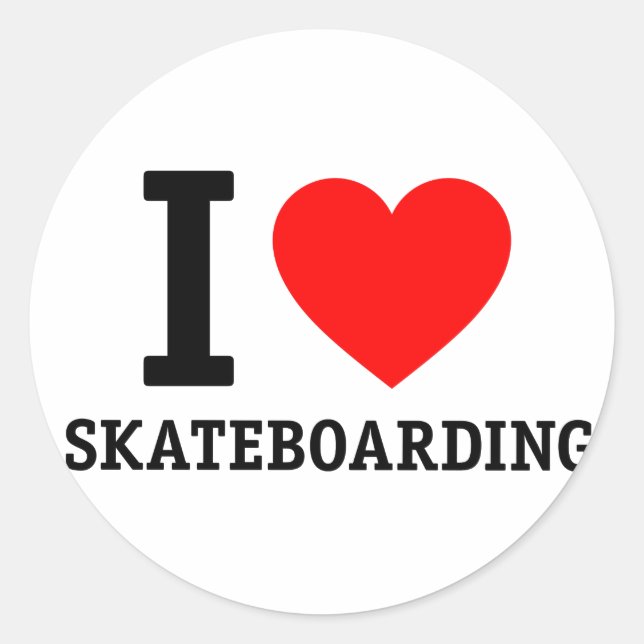 Sticker Rond I Love Skateboard (Devant)