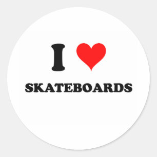 Sticker Rond I Love Skateboards