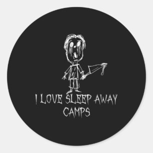 Sticker Rond I Love Sleep Away Camps Halloween Costume Word Des