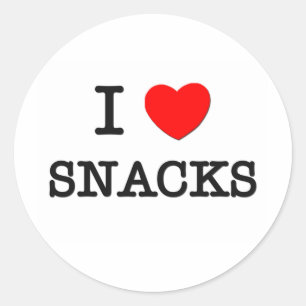 Sticker Rond I Love SNACKS ( nourriture )