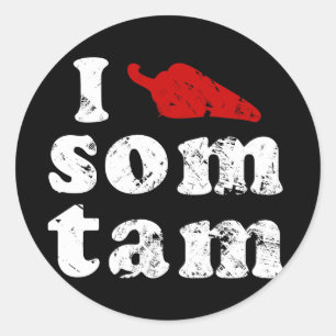 Sticker Rond I Love Som Tam Thaïlandais Isaan Laos Food