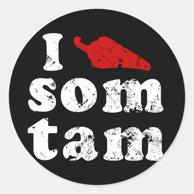 Sticker Rond I Love Som Tam Thaïlandais Isaan Laos Food (Devant)