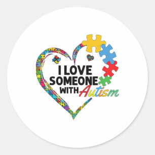 Sticker Rond I Love Someone With Autism 4