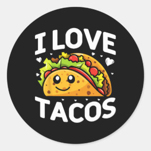 Sticker Rond I Love Tacos Parti Mexicain I Love Tacos Cinco De 