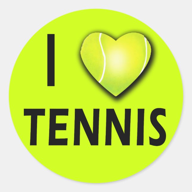 Sticker Rond I Love Tennis avec Tennis Ball Heart (Devant)