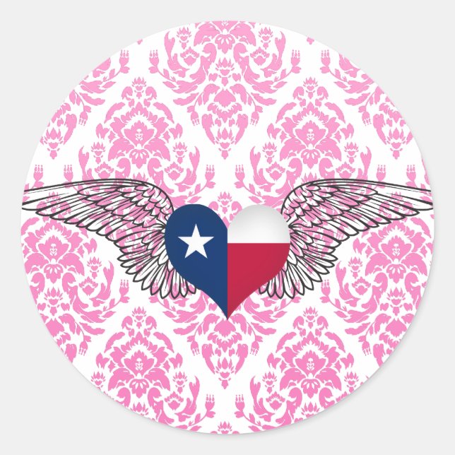 Sticker Rond I Love Texas -wings (Devant)