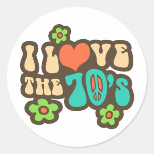 Sticker Rond I Love The 70's