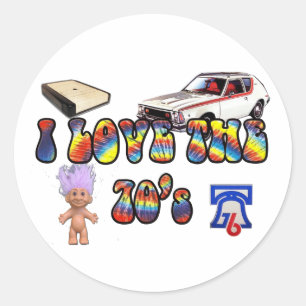 Sticker Rond I Love The 70's 1