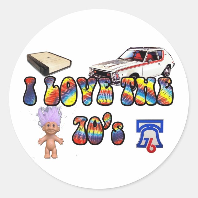 Sticker Rond I Love The 70's 1 (Devant)