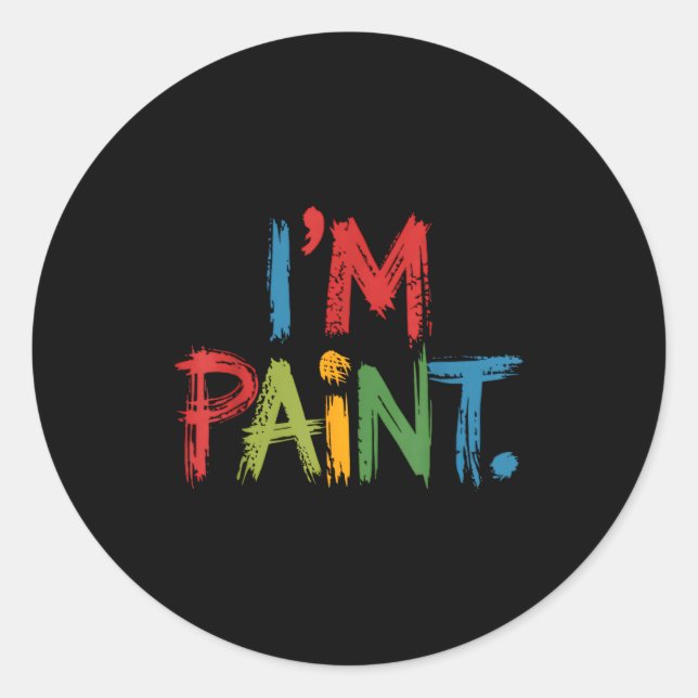 Sticker Rond I Love To Finger Paint I'm Paint Funny Couple Vale (Devant)