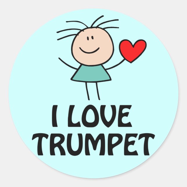 Sticker Rond I Love Trumpet Stick Figure Music Don (Devant)