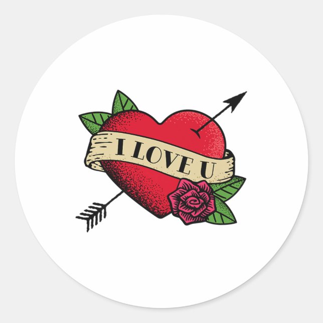 Sticker Rond I Love U Tattoo Premium _1 (Devant)