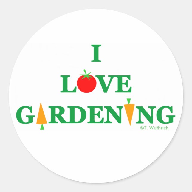 Sticker Rond I Love Vegetable Gardening Gardener Enveloppe Phoq (Devant)