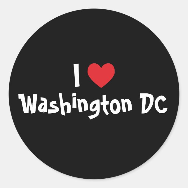 Sticker Rond I Love Washington DC (Devant)