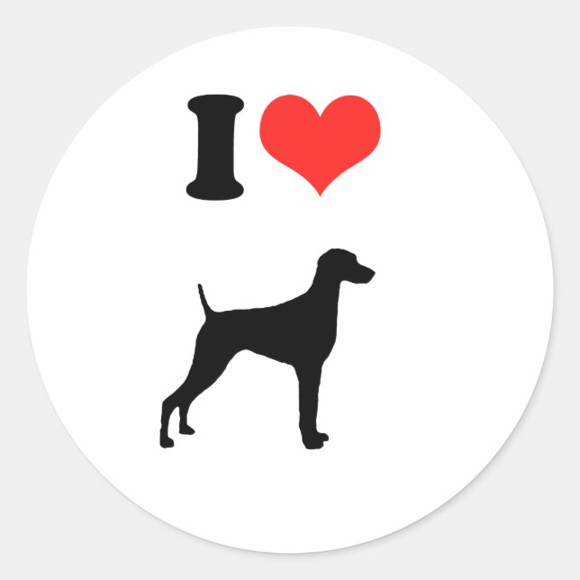 Sticker Rond I Love Weimaraners (Devant)