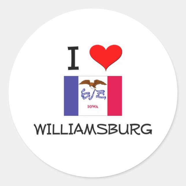 Sticker Rond I Love WILLIAMSBURG Iowa (Devant)