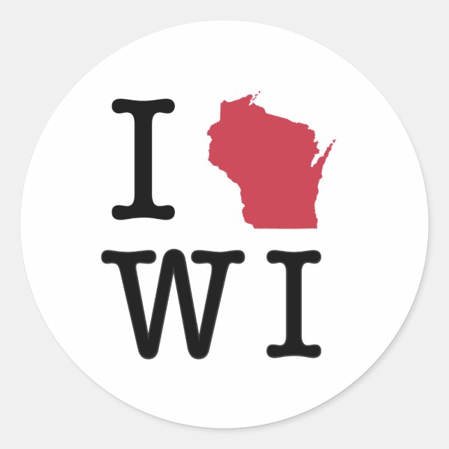 Sticker Rond I Love Wisconsin (Devant)