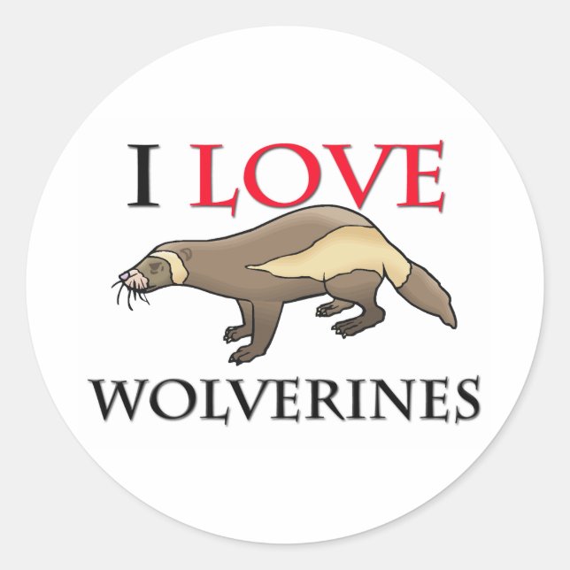 Sticker Rond I Love Wolverines (Devant)