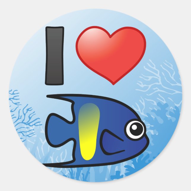 Sticker Rond I Love Yellowbar Angelfish (Devant)