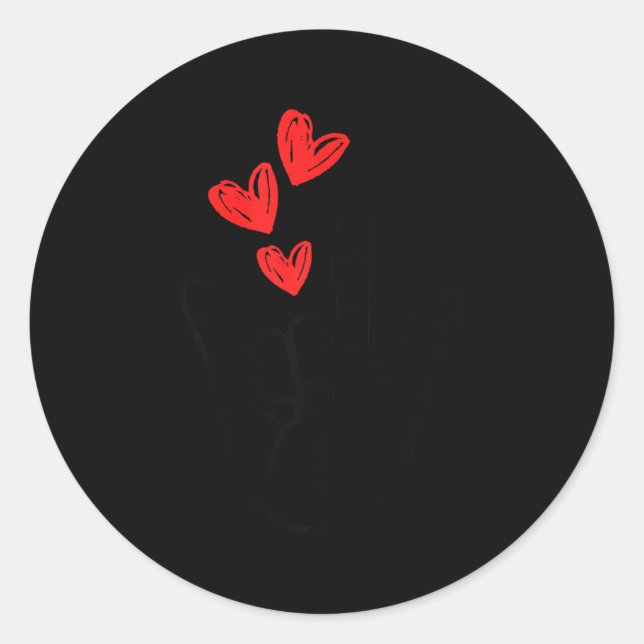 Sticker Rond I-love You Hand Sign Heart Women Girls Valentines  (Devant)