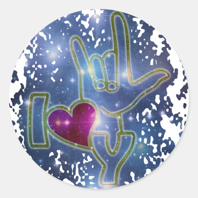 Sticker Rond I LOVE YOU / langue des signes (Devant)