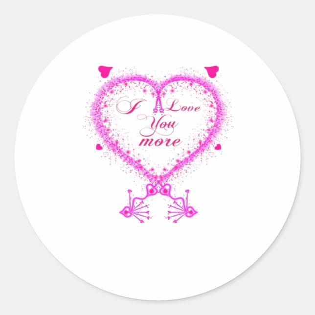 Sticker Rond I Love You More Classic Romantic Design  (Devant)